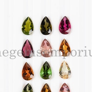 5 stuks veel, AAA kwaliteit toermalijn 5x8mm peer geslepen steen, multi toermalijn losse, gefacetteerde losse edelsteen, toermalijn geslepen steen, losse steen