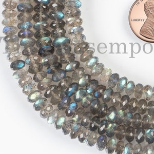 5-6mm Labradorite Faceted Rondelle Beads, Labradorite Beads, Labradorite Rondelle, Labradorite Beads, Labradorite Gemstone Strand