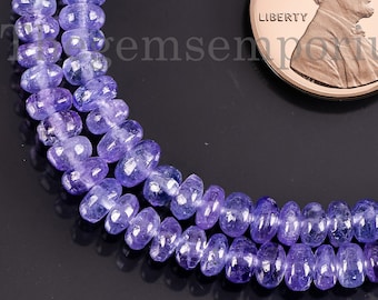 3-4.5mm Tanzanite Smooth Rondelle Beads, Tanzanite Smooth Beads, Top Quality Tanzanite Beads, Tanzanite Plain Beads, Tanzanite rondelle Bead
