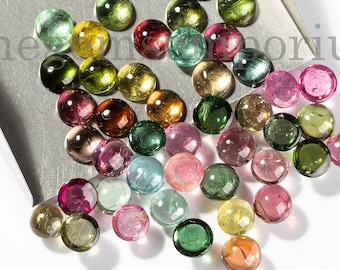 5 pc AAA kwaliteit multi toermalijn 6mm ronde cabochon, losse edelsteen, multi toermalijn cabines, gladde toermalijn cabine, toermalijn cabine cabochon