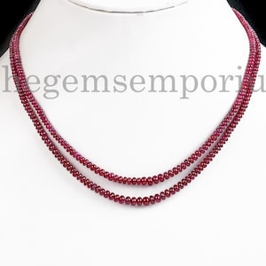 Rare Red Ruby Rondelle Bead Necklace, Layering Jewelry