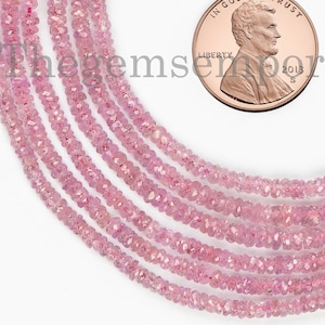 Pink Sapphire Faceted Rondelle Beads, 2.5-4mm Natural Sapphire Beads, Sapphire Faceted Beads,  Pink Sapphire Rondelle Beads