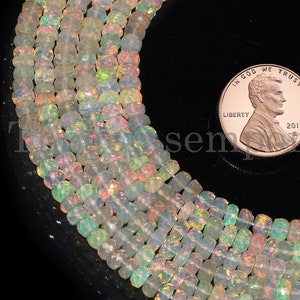 3.5-4.5mm Natural Ethiopian Opal Beads, Natural Opal Beads, Fire Opal Rondelle Beads, Opal Gemstone Beads, Faceted Opal Beads, Wholeseller