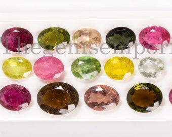 10 Pcs Lot, A Quality Rose cut Tourmaline, Natural Multi Tourmaline, Faceted Gemstone, 6x8mm-8x10mm Oval Cut Stone, Loose Gemstone