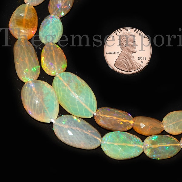 Top Quality Ethiopian Opal Necklace, 4x8-12x19mm Welo Fire Opal Beads, Beautiful Necklace, Faceted Opal Necklace, Natural Opal Necklace