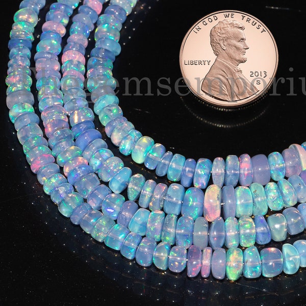 3-4.5mm Lavender Opal Rondelle Beads, Natural Lavender Opal Beads, Lavender Opal Smooth Beads, Beads For Jewelry Making, Opal Beads