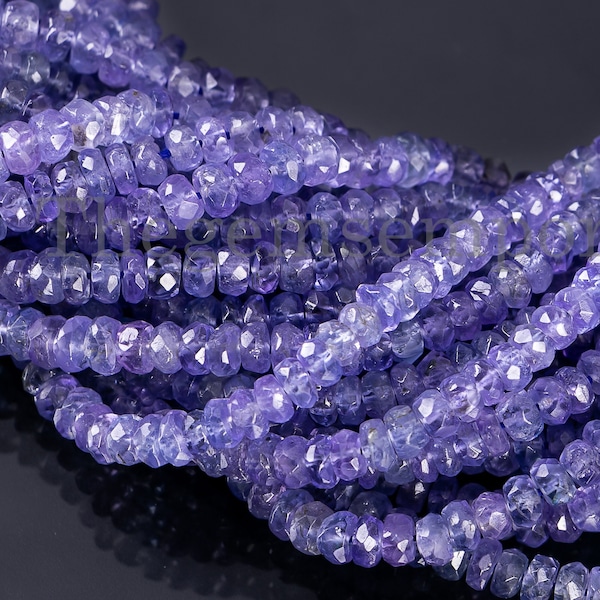 AAA Tanzanite Faceted Rondelle Beads, 3-4.5mm