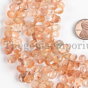 Sunstone Faceted Pear Shape Beads, Sunstone Faceted Beads,  5x8-9x13mm Sunstone Beads, Faceted Sunstone Pear Beads, Gemstone Beads
