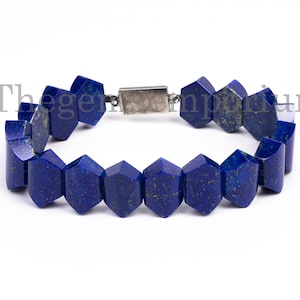 Stunning! Fancy Shape Bracelet, Lapis Lazuli Gemstone Bracelet, Healing Crystal Bracelet, Sterling Silver Bracelet, Christmas Gift for Her