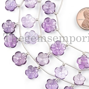 Exklusiv Selten! Amethyst Blume Schnitzereien Perlen, handgefertigte Blume schnitzen Perlen, Edelstein Blume geschnitzt gebohrt Perlen, für die Schmuckherstellung