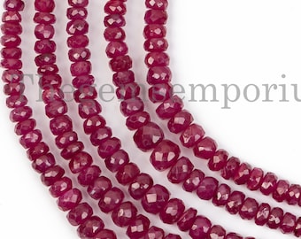 Cuentas facetadas de rubí natural de calidad AAA, cuentas de forma de Rondelle de rubí de 2-4,5 mm, briolettes de Rondelle de rubí, cuentas de piedras preciosas de rubí, cuentas de rubí