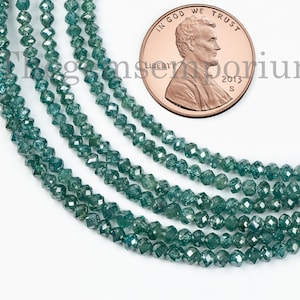 Light Blue Diamond Faceted Rondelle Beads, 1.8-3mm Diamond Rondelle Beads, Natural Diamond Beads, AAA Quality Beads Necklace, Diamond Beads