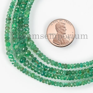2.5-4mm Emerald Faceted Rondelle, Natural Emerald Beads, Faceted Rondelle Beads, Faceted Beads, Gemstone Rondelle Beads, Jewelry Making Bead