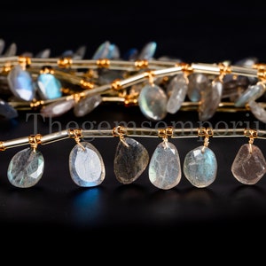 Labradorite Briolette Beads, Rose Cut, 21cm Strand