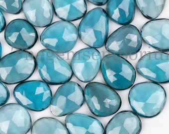 London Blue Topaz Rose cut, London Blue Topaz Polki Stone, Blue Topaz Rose cut Slices, Faceted Cabochon, Rose cut Cabochon, Rosecut Gemstone
