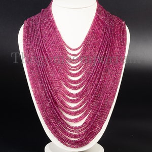 EXCLUSIVE! Rare Pink Tourmaline Layering Necklace, Faceted Rondelle Beads Necklace, 31 Layers Beads Necklace, Bridesmaid Gift, One of a Kind