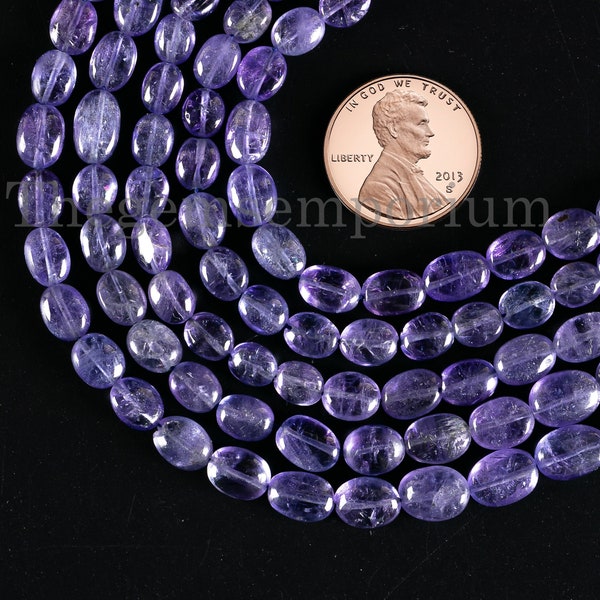 Tanzanite Smooth Oval Beads, 4x5-5x8mm Plain Tanzanite Beads, Smooth Oval Straight Drill beads, Loose Tanzanite Gemstone Beads