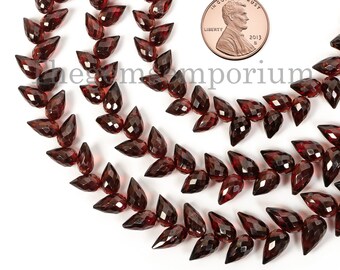 Faceted Mozambique Garnet Teardrop Beads, Side Drilled, 5x7-6x9mm