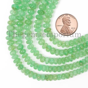 Hand Carved Emerald Beads, Emerald Rondelle Carving Beads, 4-8mm Loose Emerald, Melon Shape Carving, Precious Beads For Making Jewelry
