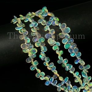 Ethiopian Opal Faceted 5x7-6x10mm Pear Beads, Ethiopian Opal Beads, Ethiopian Opal, Rainbow Fire Opal Pear Briolette Top quality opal Bead