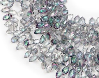Topaz Rainbow Oval Faceted Mystic Coating Beads