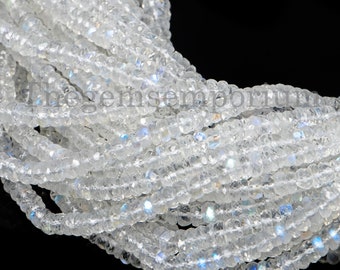 5.5mm 8 strand RAINBOW MOONSTONE faceted gem stone wheel rondelle beads 5mm