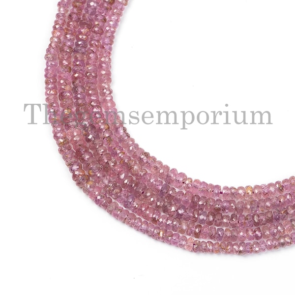 Extremely Rare Padparadscha Sapphire Faceted Rondelle Beads, Natural AAA Padparadscha Sapphire Beads, Padparadscha Sapphire Rondelle