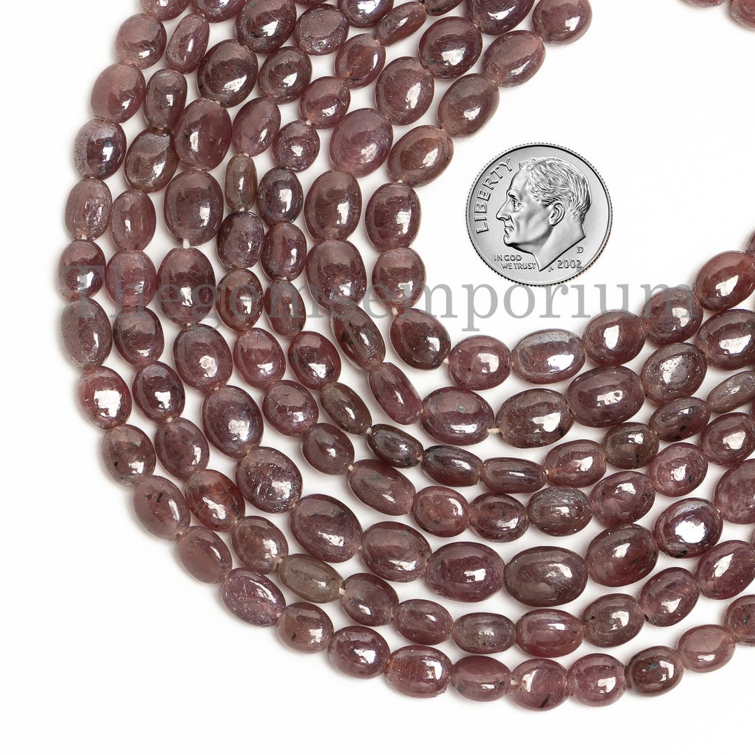 Coated Ruby Plain Oval Beads, Polished Natural Ruby Smooth Beads, Loose ...