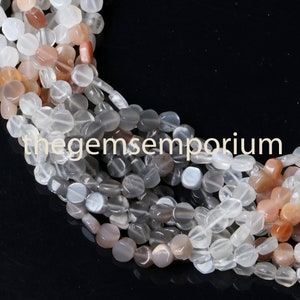 Multi Moonstone plain smooth coin beads, Moonstone coin beads, Multi Moonstone smooth beads, Multi Moonstone beads, Moonstone