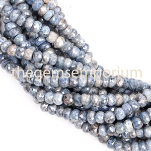 Blue Silverite Faceted Rondelle Shape Beads,Natural Corondum Faceted Rondelle Beads,Blue Silverite Faceted Bead,Blue Silverite Rondelle Bead