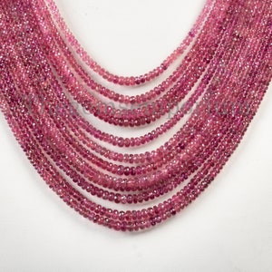 Exclusive Rare! Pink Tourmaline Beads Necklace, Natural Tourmaline Layering Necklace,12 Beads Lines Faceted Rondelle Necklace,Halloween Sale