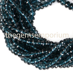 4-5.5MM London Blue Topaz Faceted Rondelle Beads, Blue Topaz faceted Beads, Topaz Rondelle Beads, London Blue Topaz Beads, Topaz Beads