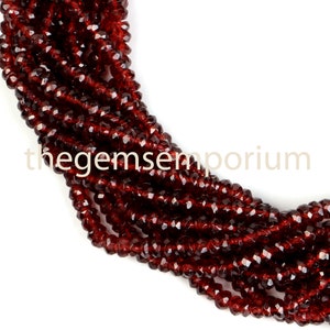 Mozambique Garnet Faceted Rondelle Beads, 3.5MM Garnet Faceted Rondelle Beads, Garnet Faceted Beads Indian Cut, Mozambique Garnet Beads