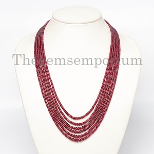 Rare! Red Spinel 6 Lines Necklace, Natural Red Spinel Layering Necklace,Healing Gemstone Beaded Necklace,Stunning AAA+ Quality Necklace Gift