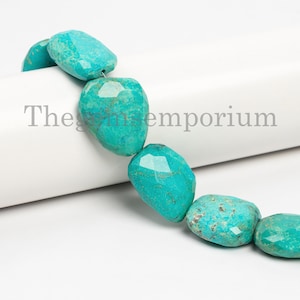 21x23-20x26mm Turquoise Beads, Turquoise Briolettes, Turquoise Faceted Beads, Turquoise Nugget Beads, Jewelry Making Briolettes, Fancy Beads