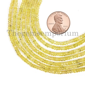 2.5-3.5mm Yellow Sapphire Briolette Beads, Sapphire Faceted Rondelle Beads, Sapphire Faceted, Sapphire Rondelle Beads, Sapphire Gemstone