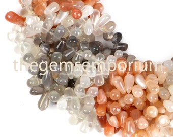 Multi Moonstone Glatte Tropfen 4x8-4x10mm Perlen, Mondstein glatte Perlen, Mondstein Uni perlen, Mondstein Tropfen Perlen, Mondstein Perlen