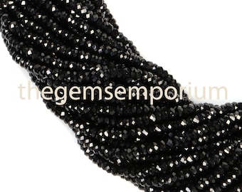 Black Spinel Flat Faceted Rondelle Beads,Black Spinel Faceted Beads,Black Spinel Rondelle Beads, Black Spinel Beads, Black Spinel (3 mm)