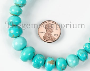 Turquoise Rondelle Beads, 8-13mm Natural Turquoise Beads, Gemstone Rondelle Beads, Smooth Beads For Jewelry, turquoise Gemstone