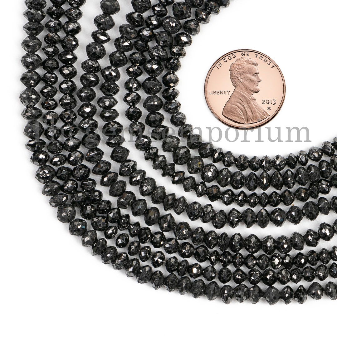 AAA Quality Diamond Beads, Black Diamond Beads, 3.54mm Wholesale