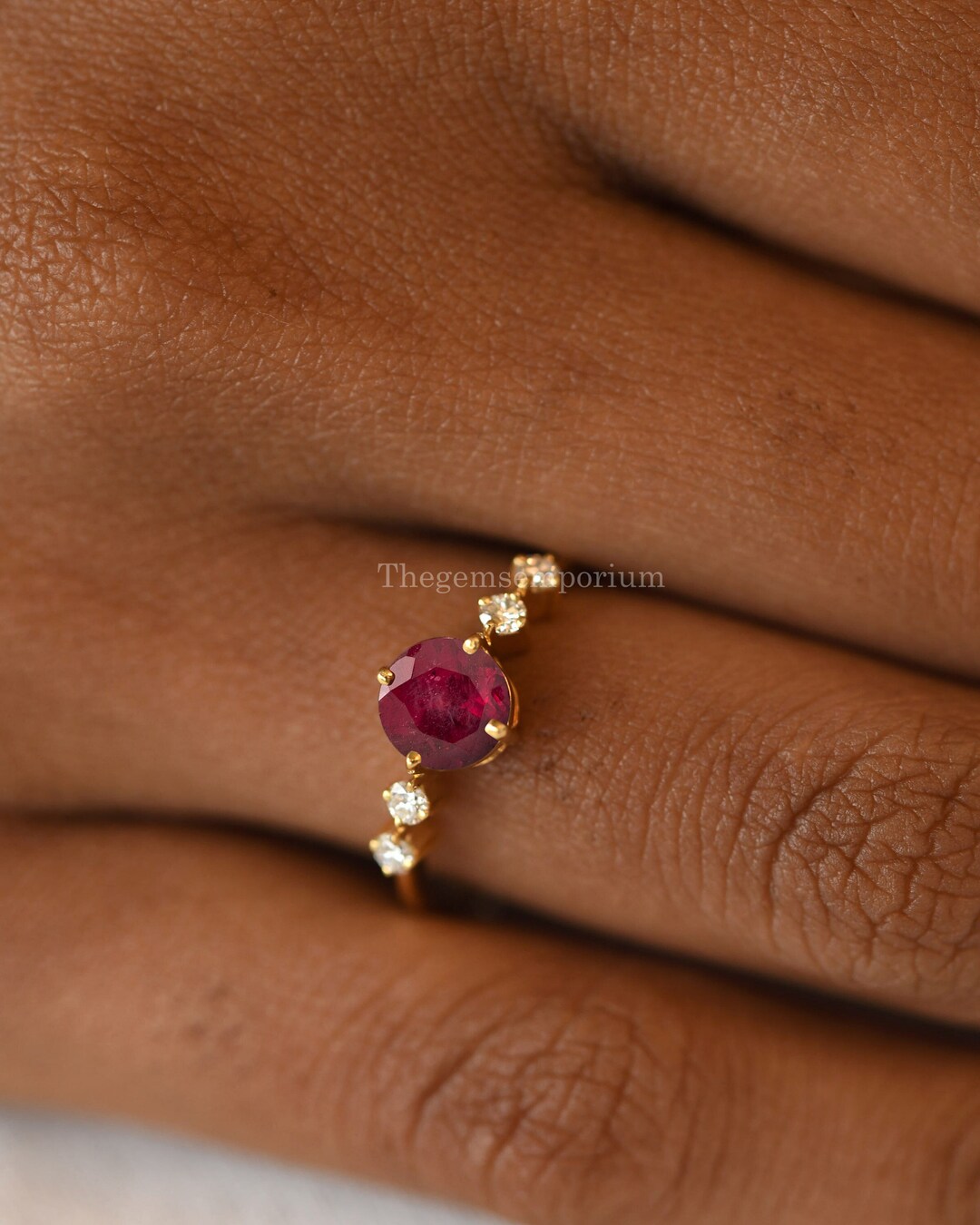 Ruby Engagement Ring, 14k Gold Diamond Band, July Birthstone - Etsy