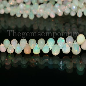 Ethiopian Opal Briolette Drops Beads, Opal Faceted Tear Drops Beads, Opal Faceted Beads, Top Drill Drops Beads, Ethiopian Opal Beads