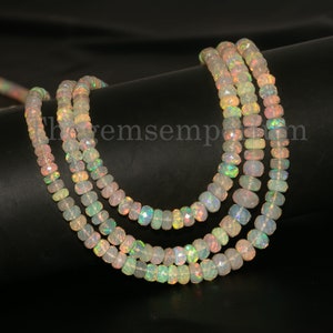Natürliche 4-6 mm äthiopische Opal-Briolette-Perlen, facettierte Opal-Rondell-Perlen, loser Feueropal für die Schmuckherstellung, äthiopische Opal-Edelsteinperlen