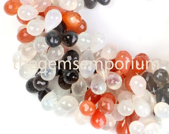 Multi Moonstone faceted briolette, Drop Shape Beads,7X11-8X12MM Moonstone faceted Beads,Moonstone Jewelry Making Beads,Multi Moonstone Beads