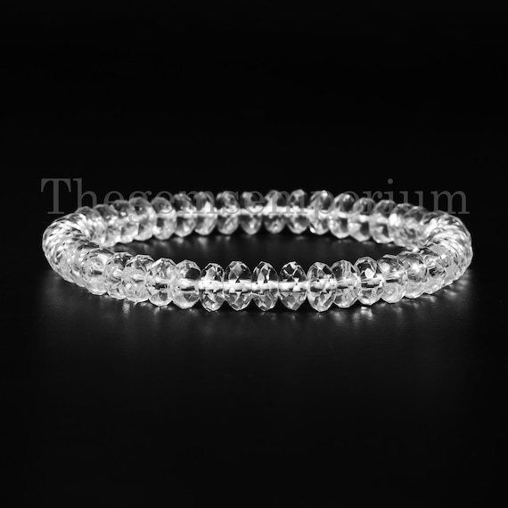 Phenakite / Phenacite Crystal Faceted Stretchable bracelet, Phenakite Quartz Healing Crystal Stone Bracelet 7.5-8mm, Phenakite Quartz