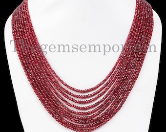Burma Rote Spinell Halskette, Burma Rote Spinell Rondelle, Facettierte Rondelle Halskette, Edelstein Perlen Halskette, Geschenk für Sie