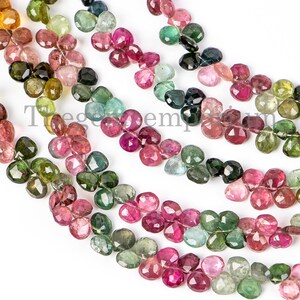 Multi Tourmaline Faceted Heart Briolette, 4.5-6mm Multi Tourmaline Beads, Tourmaline Heart, Multi Tourmaline Beads, Faceted Heart Briolettes
