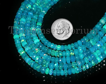 Paraiba Opal Faceted Rondelle  3.5-5.5 mm, Paraiba Opal rondelle beads, Paraiba Opal faceted beads, Paraiba Opal faceted rondelle beads