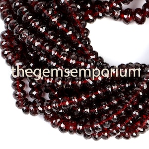 Mozambique Garnet Faceted Rondelle Beads, 6-8.5mm Mozambique Garnet Rondelle Beads, Garnet Faceted Beads, Red Garnet Beads