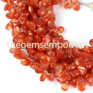 Sunstone Beads, Sunstone Pear Shape Briolette, 5X8-7X10mm Sunstone Faceted Pear Beads, Sunstone Pear Beads, Sunstone Wholesale Beads